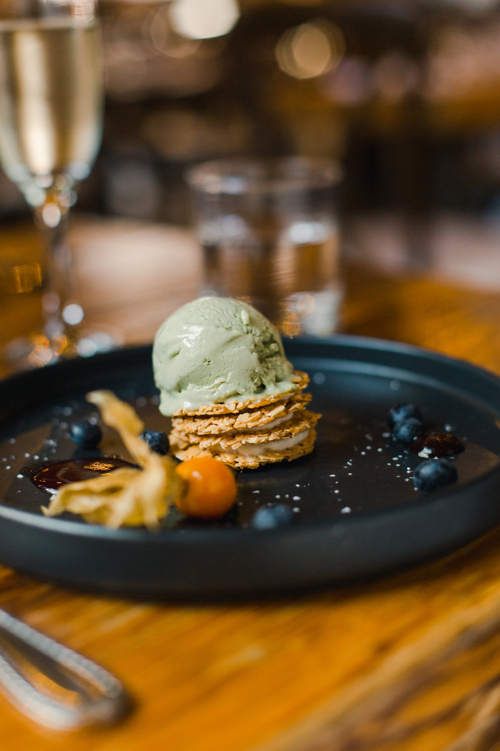 ice cream stacked on tart