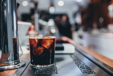 iced coffee on cafe bar