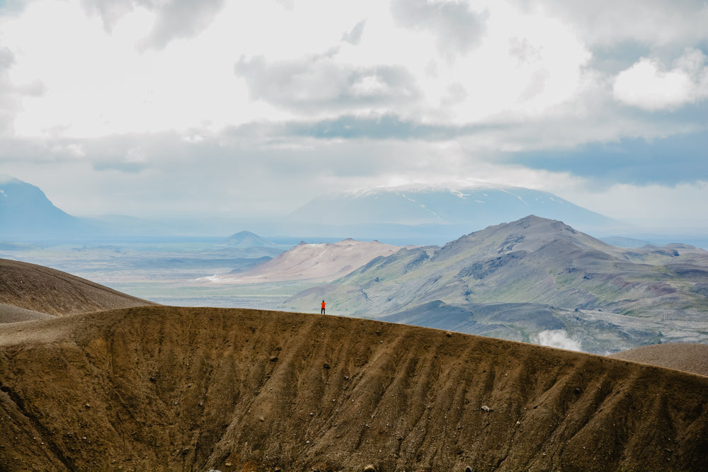 iceland hiker on glacial mountain