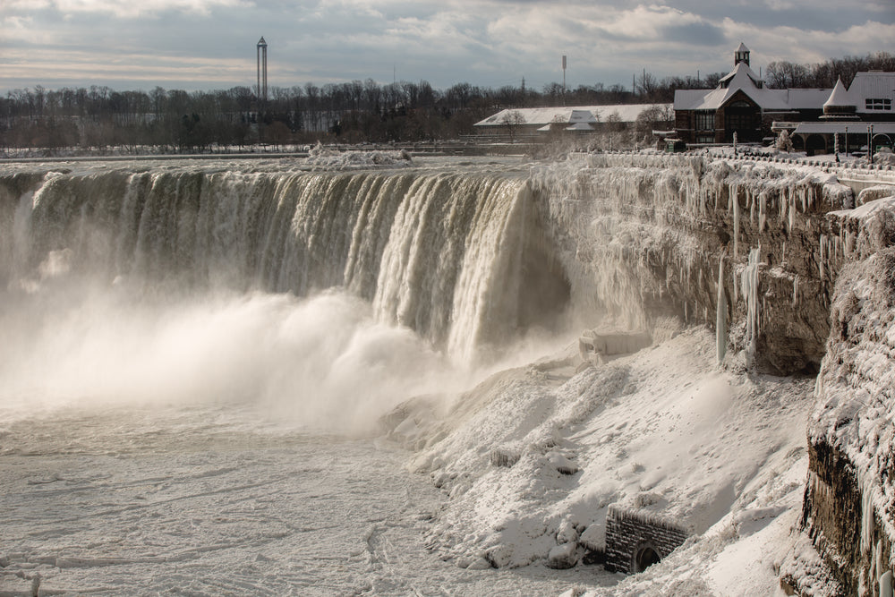 icy falls wide shot