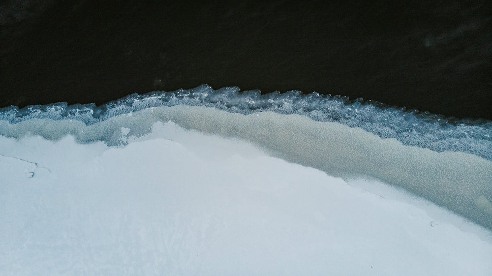 icy layers of winter shoreline