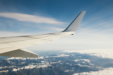 in flight over mountains