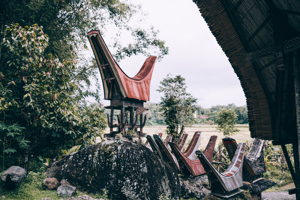 indonesian architecture borders lush jungle