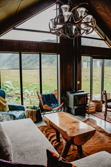 inside a cabin in the mountains