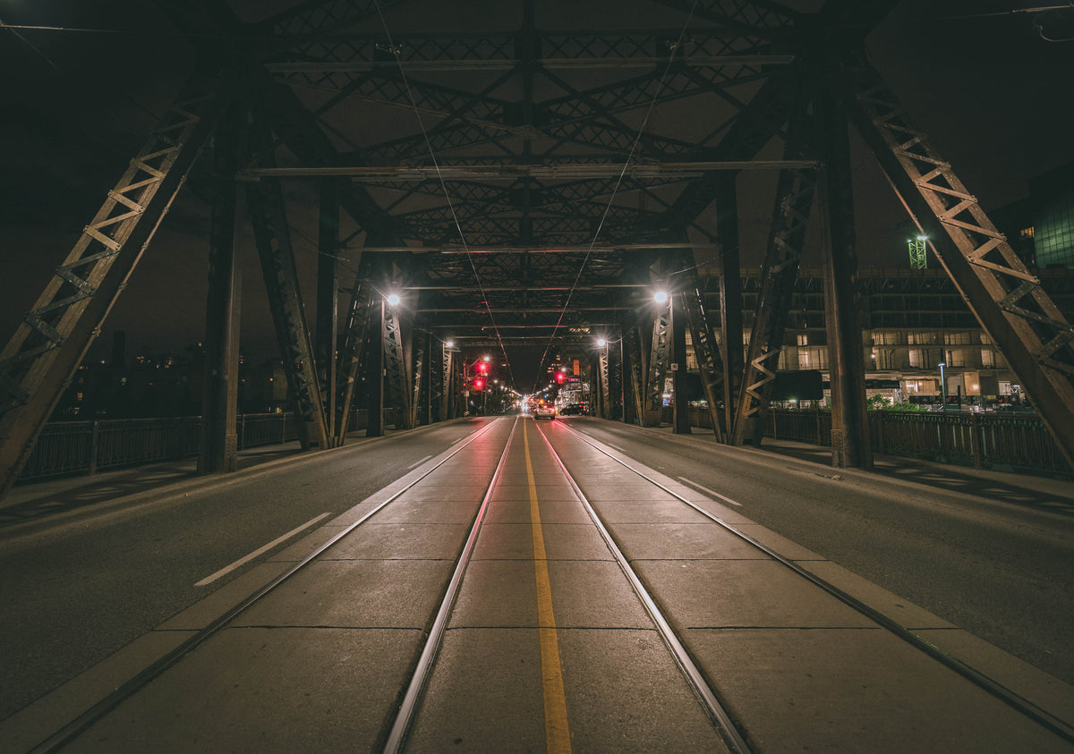 iron bridge at night