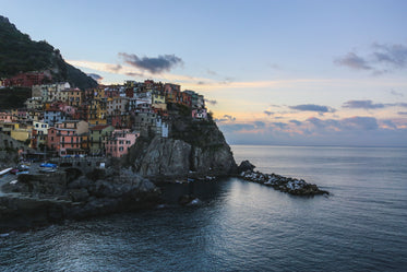 italian cliff with crowded houses