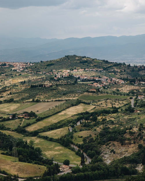 italian hillside town in vast landscape