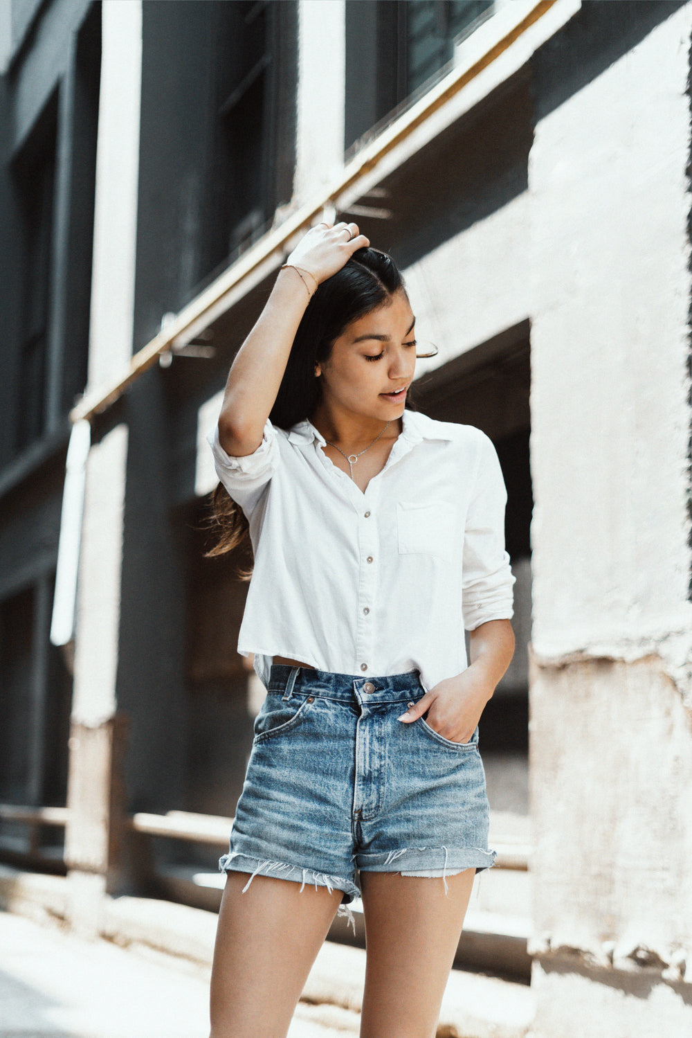 jean shorts woman