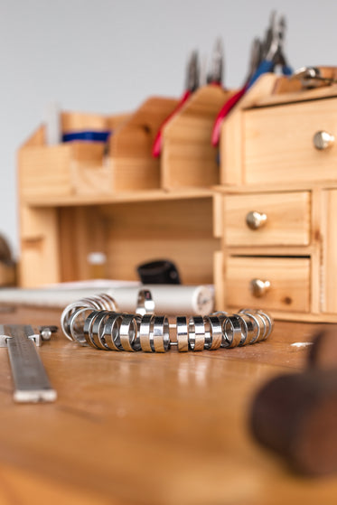 jewelers measuring tools on workbench