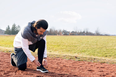 jogger prepares footwear