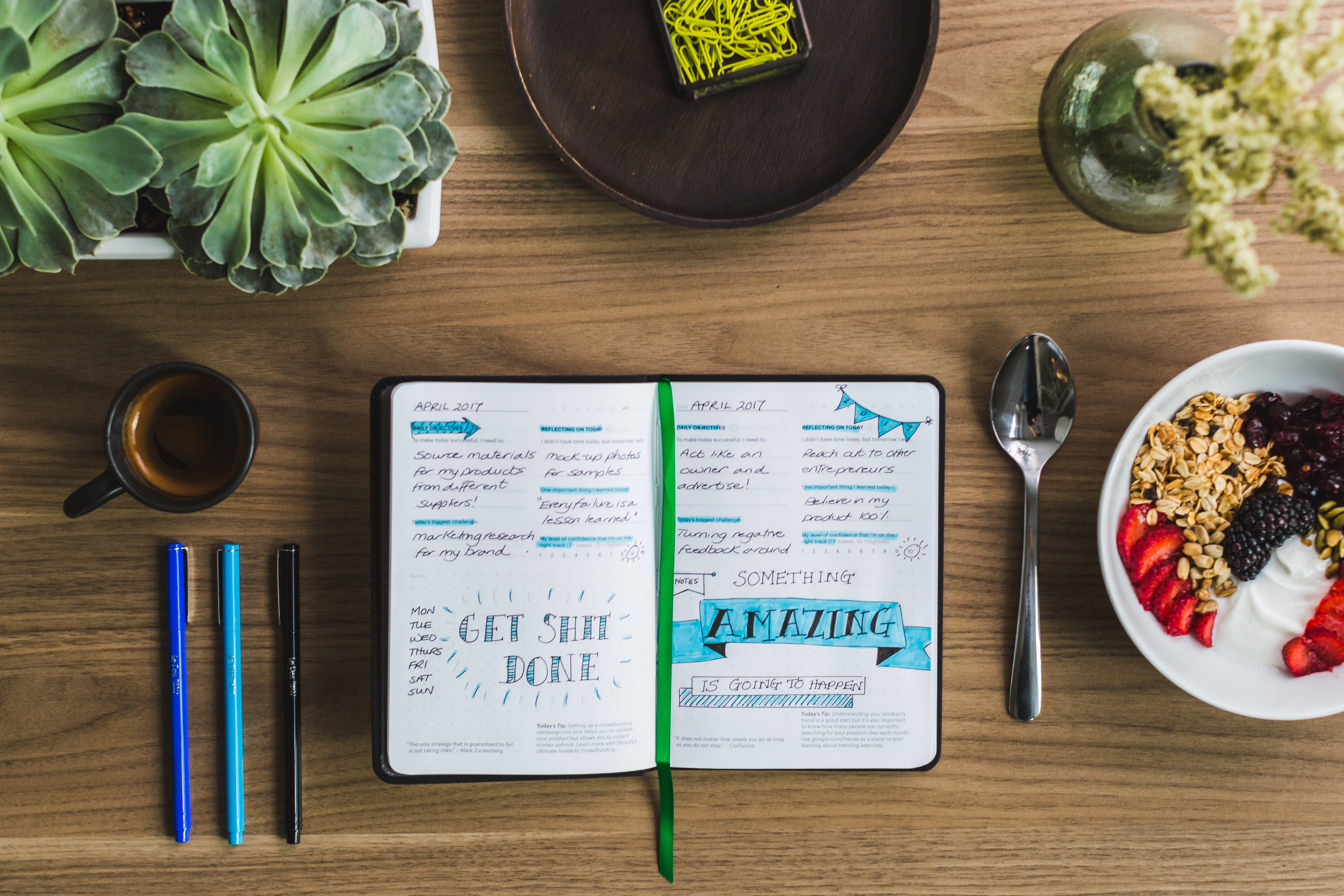 Picture of Journaling At Breakfast - Free Stock Photo