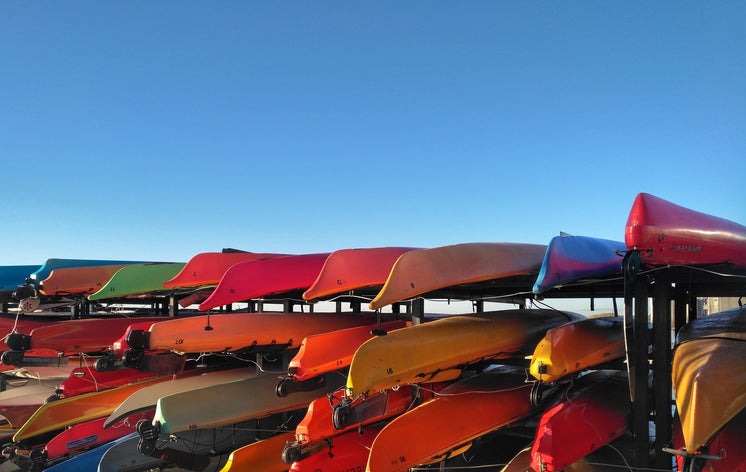 Kayaks On Racks Under Blue Sky