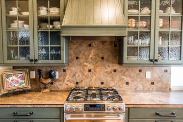 kitchen counter and cabinets