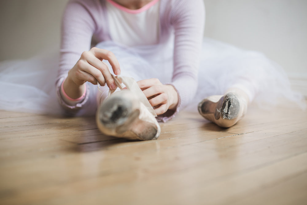 lacing up for ballet
