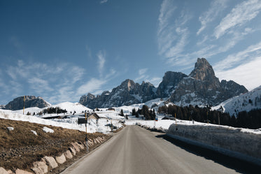 landscape of the snowy dolomite hills