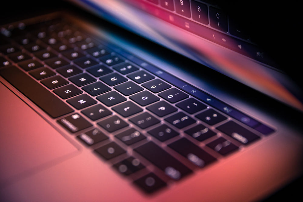 laptop keyboard illuminated in red