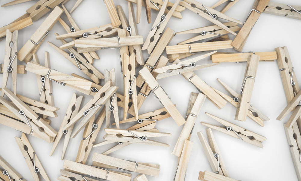 large cluster of clothespins