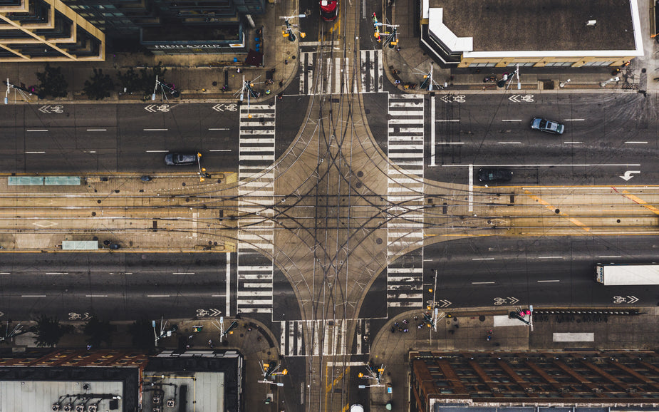 Browse Free HD Images of Large Traffic Intersection From Above