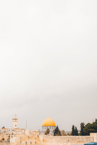 large white sky and a round orange roof