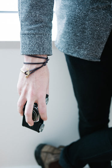 leather anchor bracelet for men