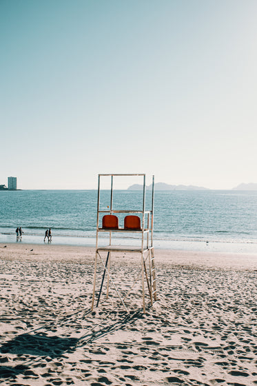lifeguard chair on an empty beach