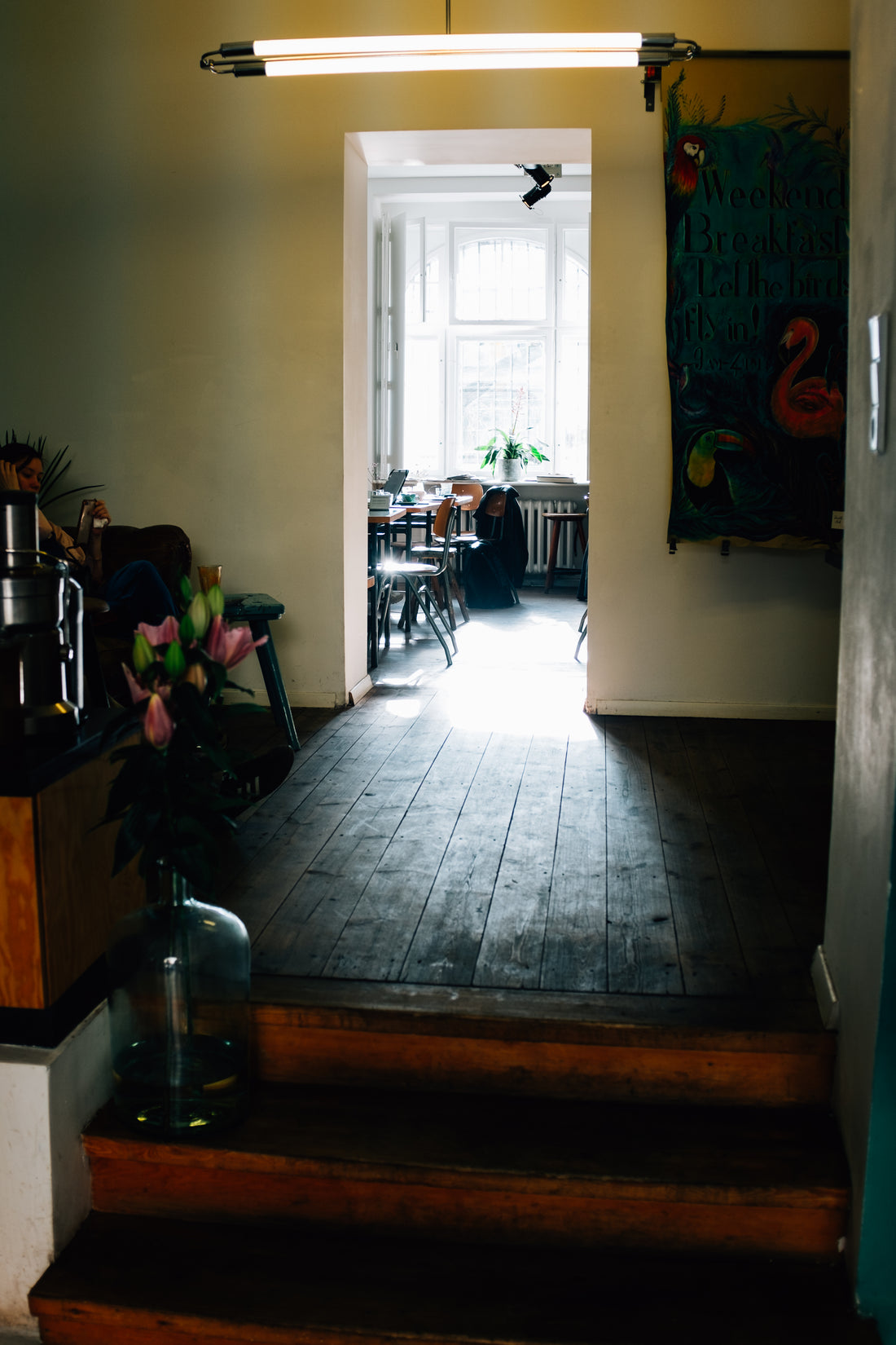 Daylight spilling through an open doorway