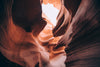 light in curvy edges of antelope canyon
