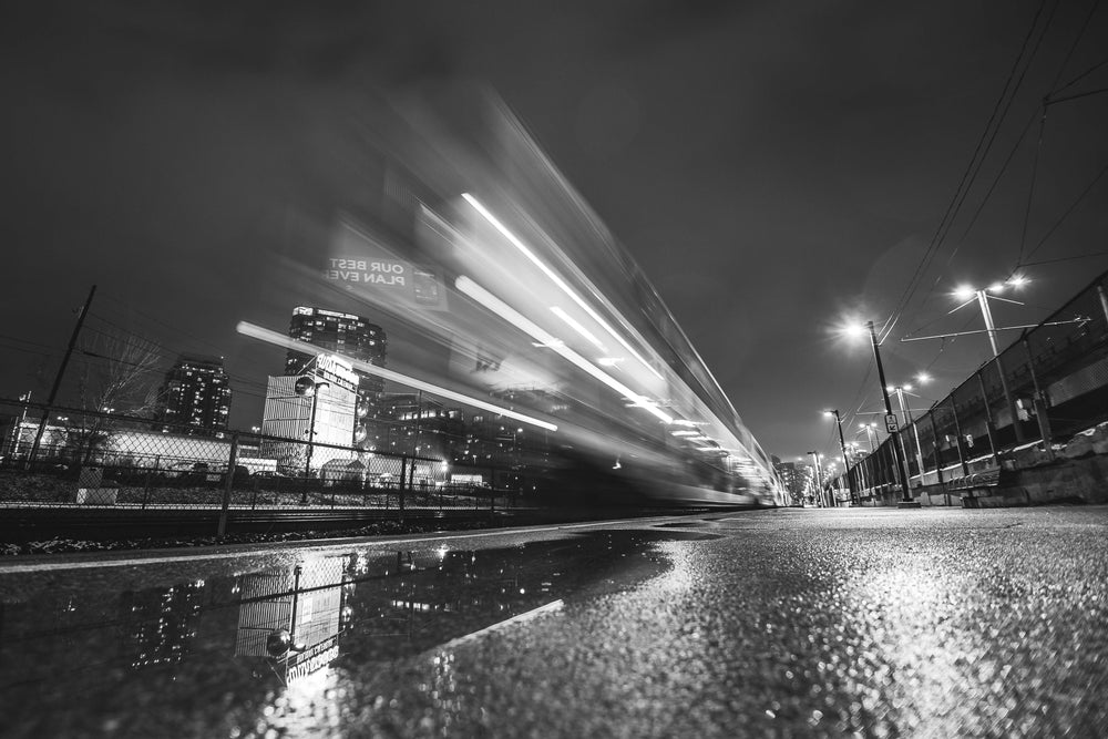 light streaks in black and white