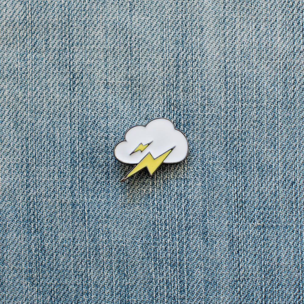 lightning bolt enamel pin denim