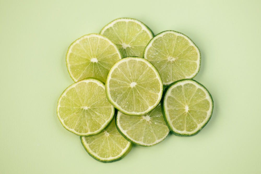 lime slices on green