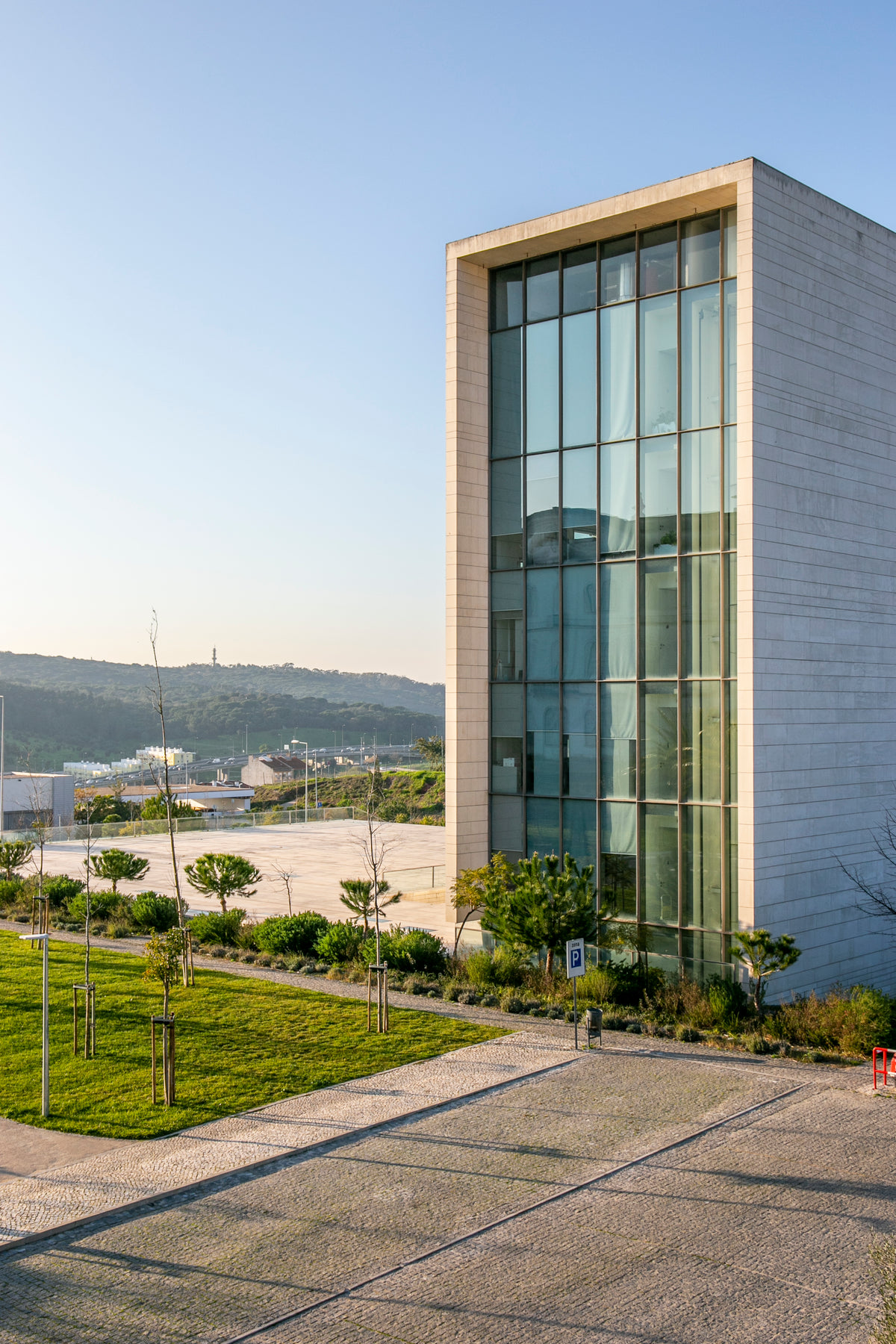 lisbon university building with glass windows