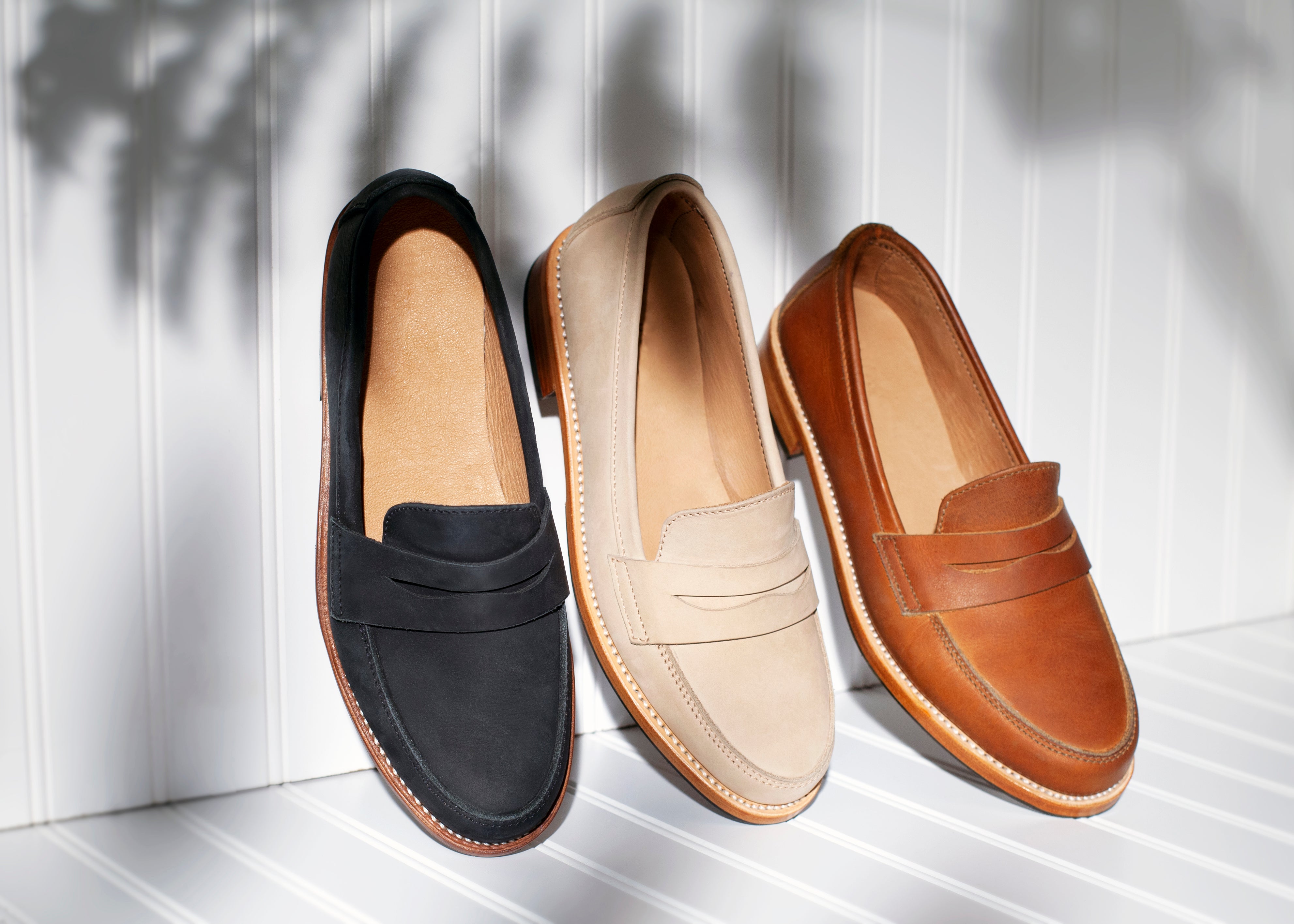 Browse Free HD Images of Loafers Leaning Along White Wall