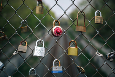 locks on the metal fence