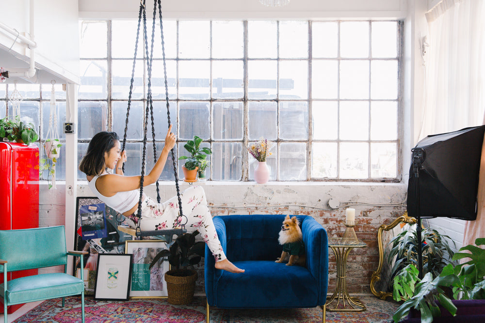 loft chic living with puppy