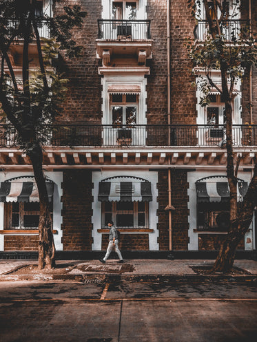 lone man on cheerful street