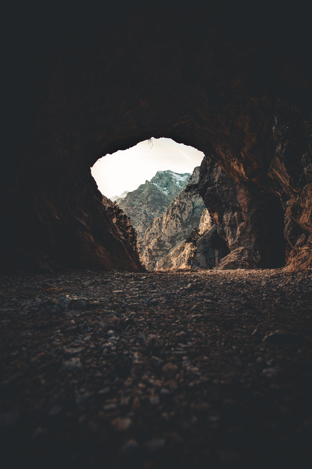 looking out from a cave