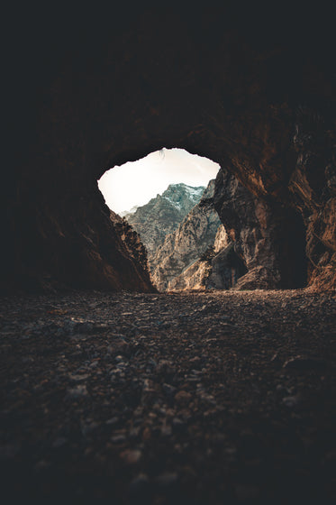 looking out from a cave