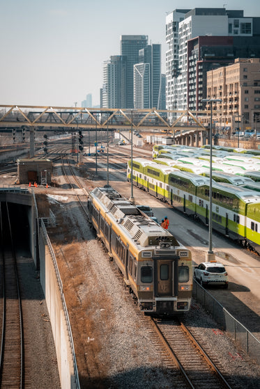 looking over at a train station and bridge