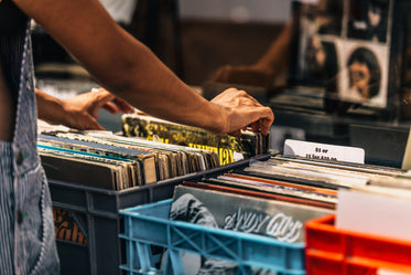 looking through records