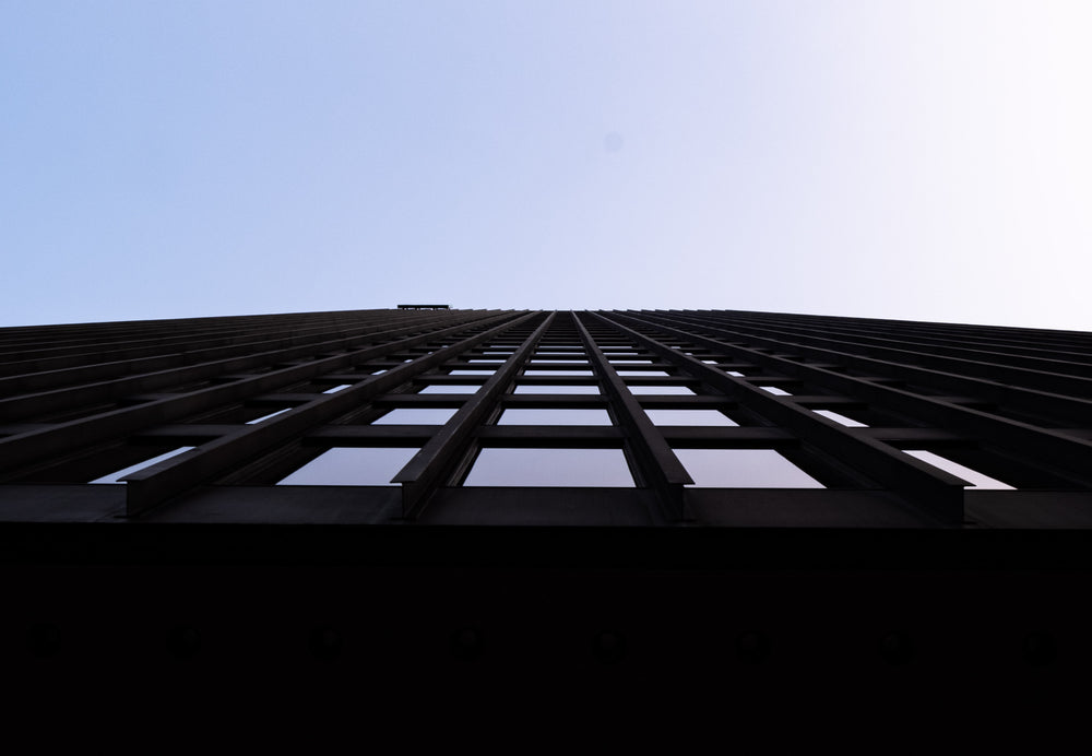 looking up at dark building