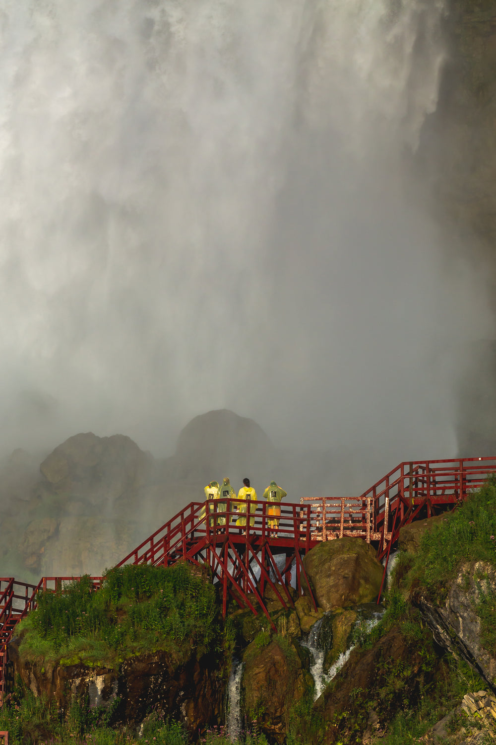 looking up at waterfall