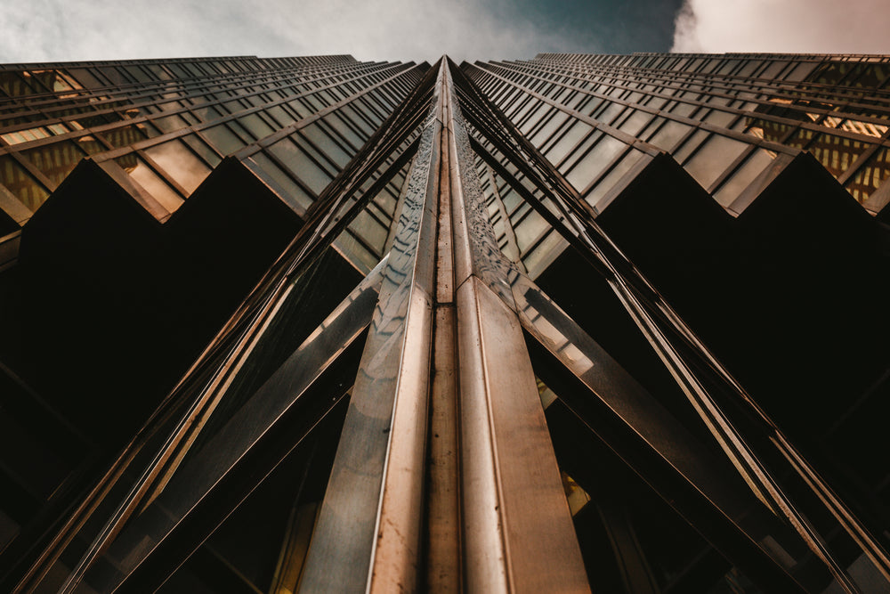 looking up gold glass building