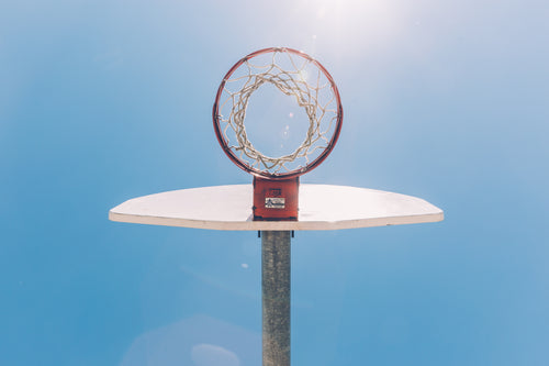 looking up through basketball net