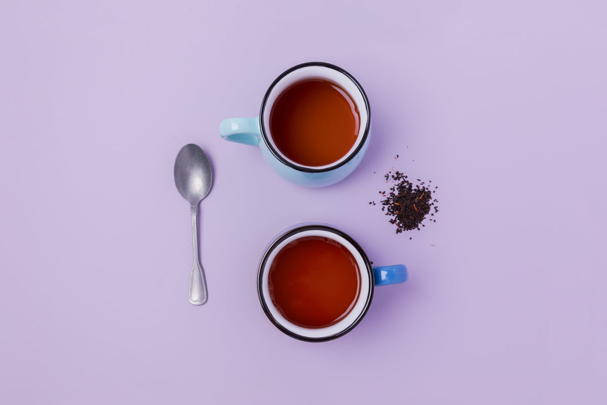 loose leaf tea brewed on purple