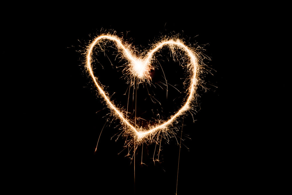 love heart drawn in lights