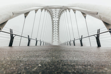 low angle foggy bridge