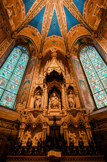 low angle of a church altar