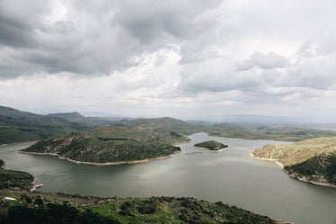 lush hills surrounded by waterways