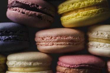 macaron pile close up