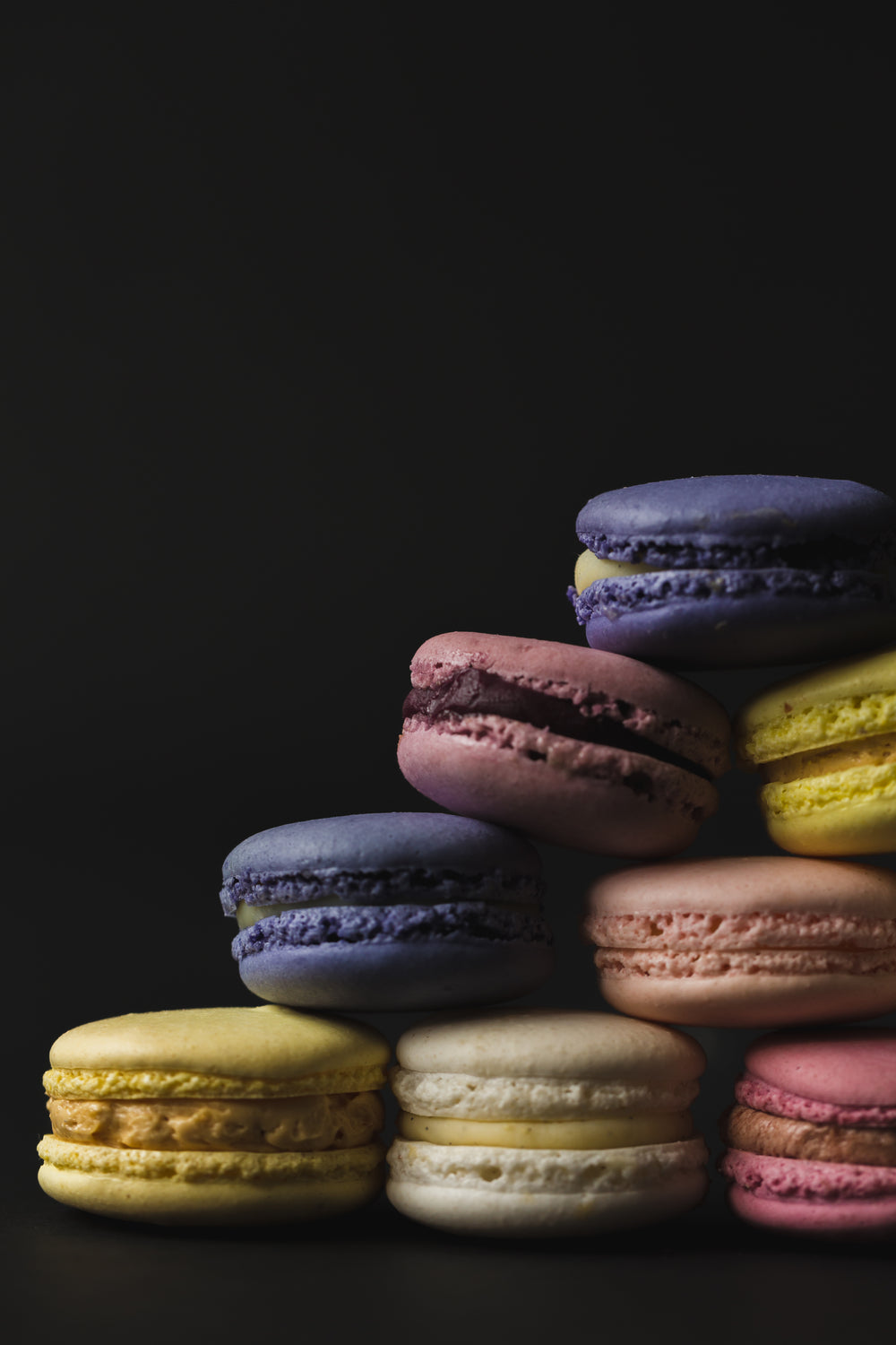 macaron pyramid on the side of photo